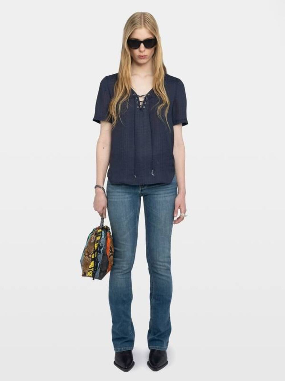 Zadig & Voltaire Terzo Satin Blouse in Encre Blue M